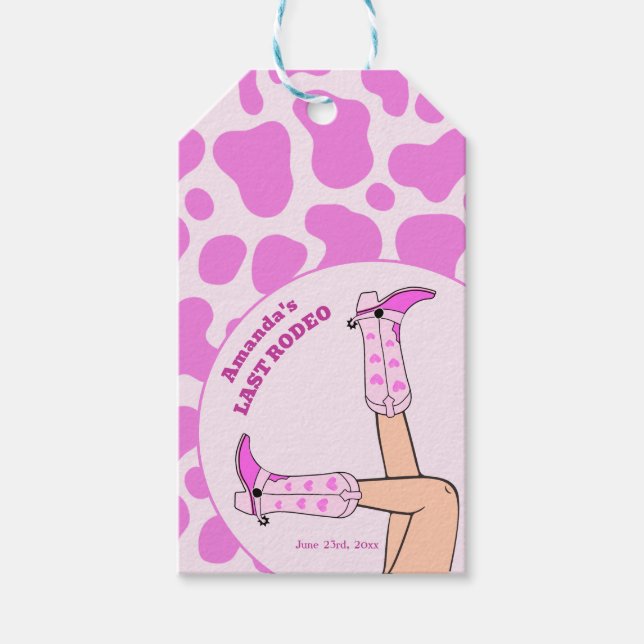 Letztes Rodeo Pink Cowgirl Brautparty Party Geschenkanhänger (Vorderseite)