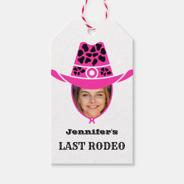 Letztes Rodeo Pink Cowgirl Custom Foto Geschenkanhänger (Vorderseite)