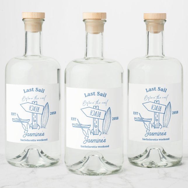 Letztes Segel vor dem Schleier Bachelorette Wochen Alkoholflaschenetikett (Flaschen)