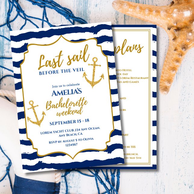 Letztes Segel vor dem Schleier Bride Weekend Einladung (Von Creator hochgeladen)