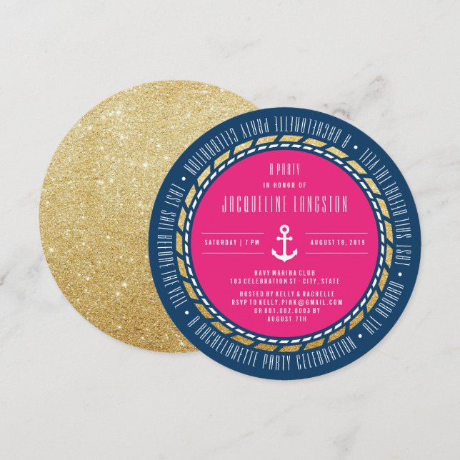 Letztes Segel vor dem Schleier Chic Junggeselinnen Einladung (Vorne/Hinten)