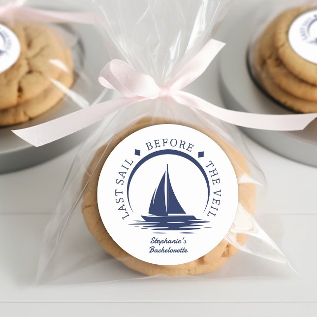 Letztes Segel vor dem Schleier-Junggeselinnen-Absc Runder Aufkleber (Last Sail Before the Veil Bachelorette Party Classic Round Sticker
)