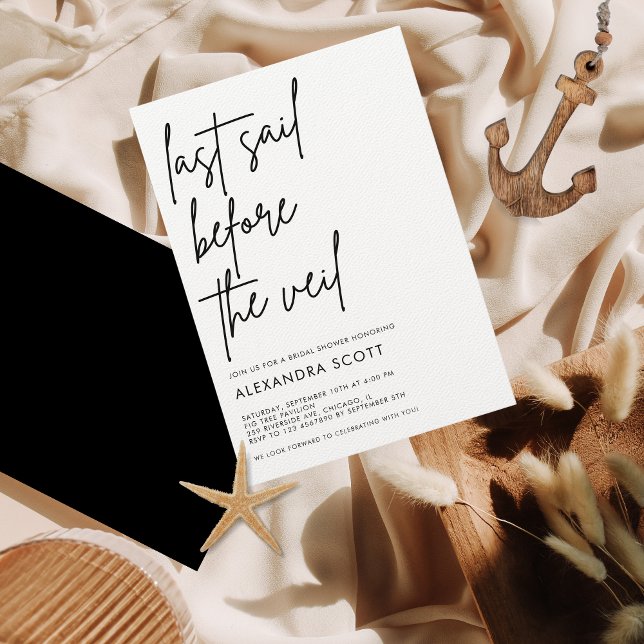 Letztes Segel vor dem Schleier Nautical Brautparty Einladung (Von Creator hochgeladen)