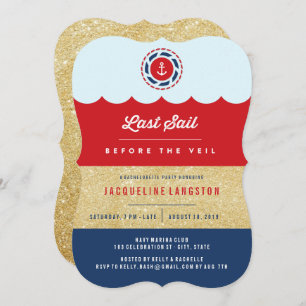 Letztes Segel vor dem Veil Glam Junggeselinnen-Abs Einladung