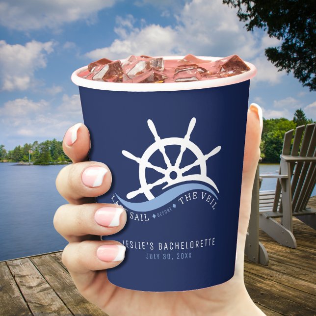 Letztes Segel vor dem Veil Helm Junggeselinnen-Abs Pappbecher (Last Sail Before the Veil Helm Bachelorette Party Paper Cups
)