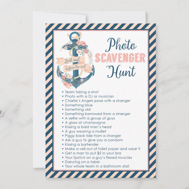 Letztes Segel vor der Scavenger-Jagd Einladung (Vorderseite)