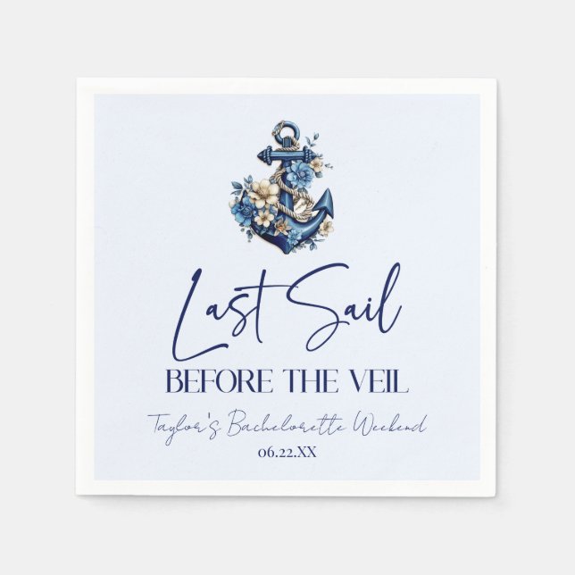 Letztes Segel vor Veil Bachelorette Wochenende Par Serviette (Vorderseite)
