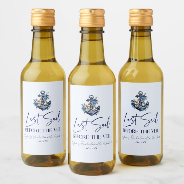 Letztes Segel vor Veil Bachelorette Wochenende Par Weinetikett (Flaschen)