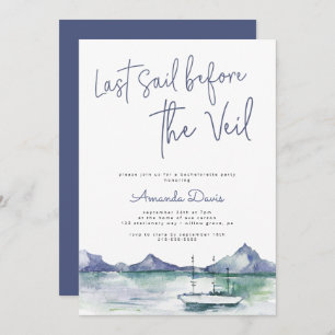 Letztes Segel vor Veil Nautical Modern Bachelorett Einladung