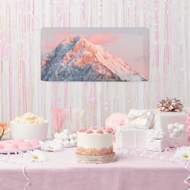 Letztes Sonnenlicht auf dem Berg Storžič, Slowenie Banner (Party)