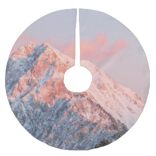 Letztes Sonnenlicht auf dem Berg Storžič, Slowenie Polyester Weihnachtsbaumdecke