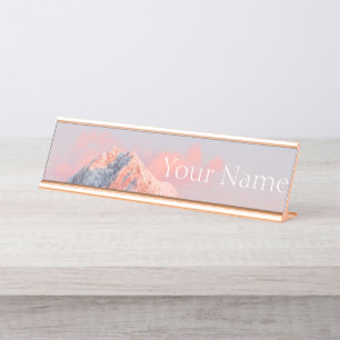 Letztes Sonnenlicht auf dem Berg Storžič, Slowenie Schreibtischnamensplakette