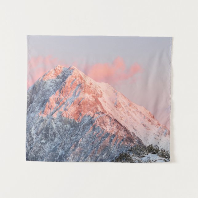 Letztes Sonnenlicht auf dem Berg Storžič, Slowenie Wandteppich (Vorderseite (Horizontal))