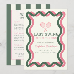 Letztes Swing Tennis Wavy Frame Bachelorette Woche Einladung