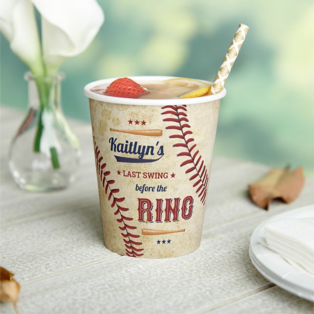 Letztes Swing vor dem Ring! Baseball-Brautparty Pappbecher (In Situ)