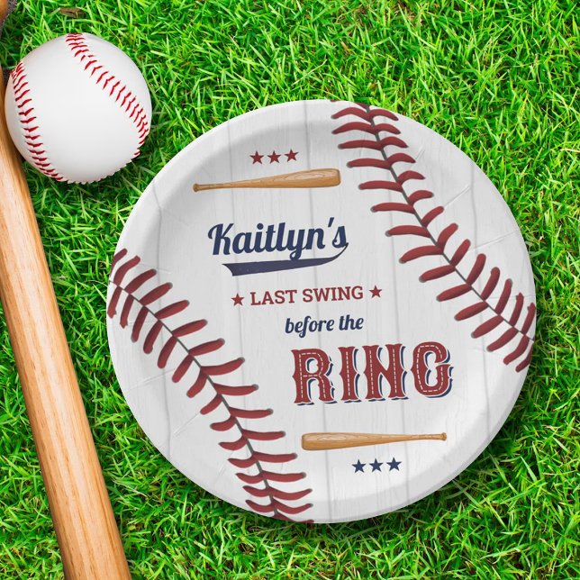 Letztes Swing vor dem Ring! Baseball-Brautparty Pappteller (Von Creator hochgeladen)