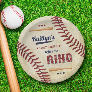 Letztes Swing vor dem Ring! Baseball-Brautparty Pappteller
