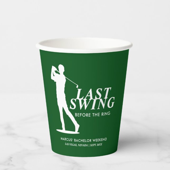 Letztes Swing vor dem Ring Golf Bachelor Pappbecher (Vorderseite)