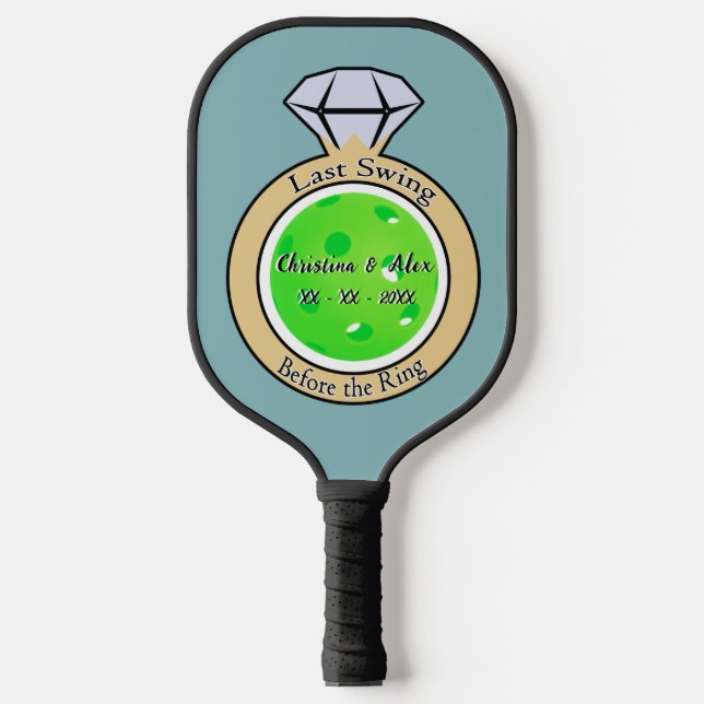 Letztes Swing vor dem Ring Junggeselinnen-Abschied Pickleball Schläger (Vorderseite)