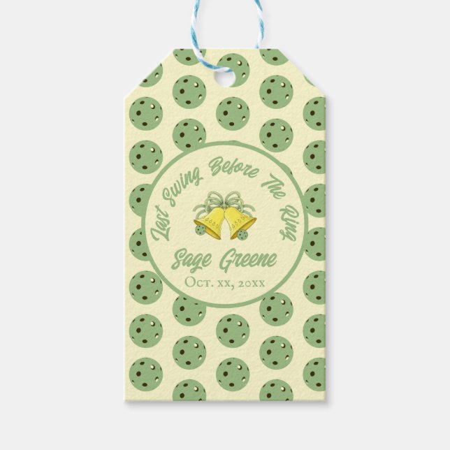 Letztes Swing vor dem Ring Sage & Cream Pickleball Geschenkanhänger (Vorderseite)