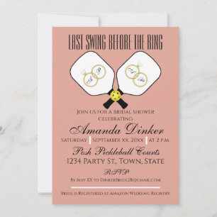 Letztes Swing vor der Hochzeit Pickleball Pink Einladung