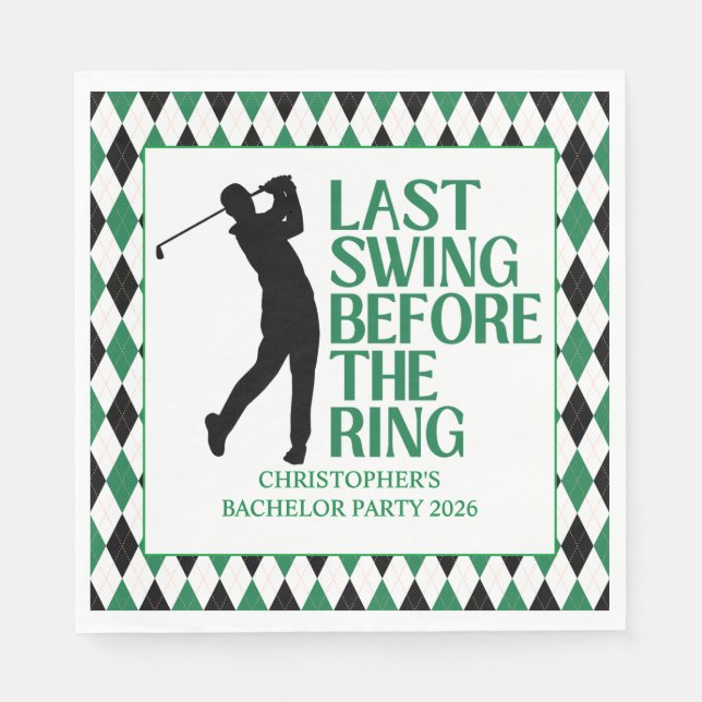 Letztes Swing vor der Ring Golf Bachelor Party Serviette (Vorderseite)