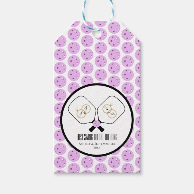 Letztes Swing vor der Ring-Hochzeit Pickleball Geschenkanhänger (Vorderseite)