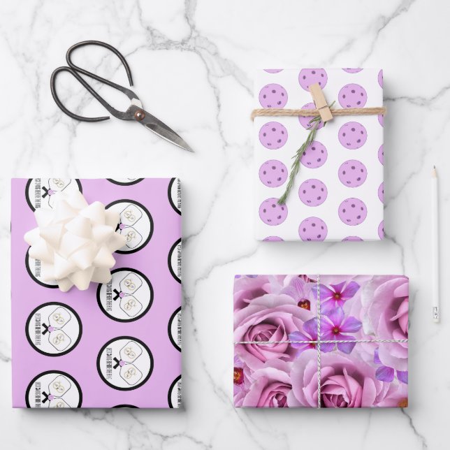 Letztes Swing vor der Ring-Hochzeit Pickleball Geschenkpapier Set (Vorderseite)