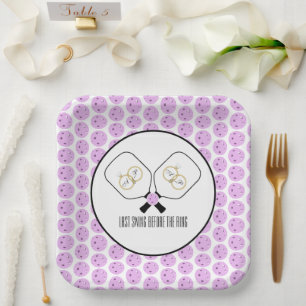 Letztes Swing vor der Ring-Hochzeit Pickleball Pappteller