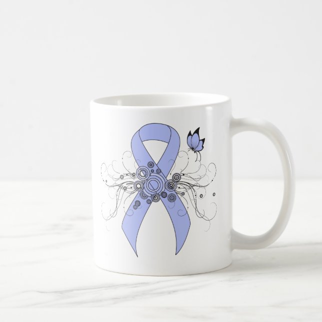 Leuchtblauer Band mit Schmetterling Kaffeetasse (Rechts)
