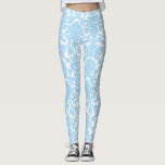 Leuchtblauer Verzierter Damast Muster Leggings<br><div class="desc">Elegante,  verzierte und einzigartige Leggings mit hellblauen Damast-Mustern. Andere Farben sind verfügbar.</div>
