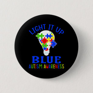Leuchte es Blau Autismus-Bewusstsein Autistisches  Button
