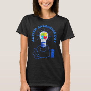 Leuchte es Blau Autismus-Bewusstsein Blaue Birne-P T-Shirt