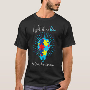 Leuchte es Blau Autismus-Bewusstsein Puzzle Teil R T-Shirt