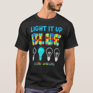 Leuchte es Blau Autismus-Bewusstsein Puzzle Teil R T-Shirt
