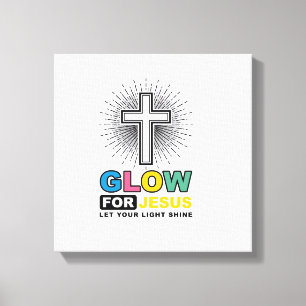 Leuchte für Jesus Christliches Kreuz Licht-Shirt-D Leinwanddruck