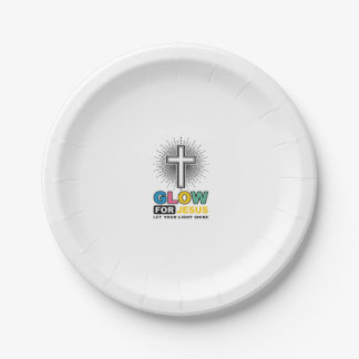 Leuchte für Jesus Christliches Kreuz Licht-Shirt-D Pappteller