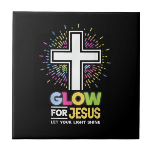 Leuchte für Jesus Christliches Kreuz T-Shirt Jesus Fliese