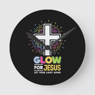 Leuchte für Jesus Christliches Kreuz T-Shirt Jesus Runde Wanduhr