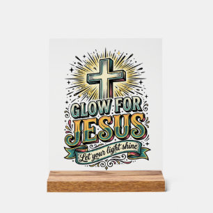 Leuchte für Jesus Vintage Christian Kreuz Shirt Acrylschild