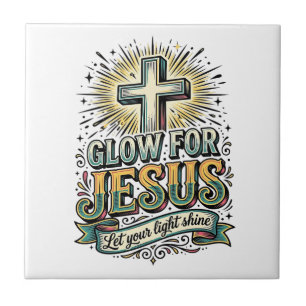 Leuchte für Jesus Vintage Christian Kreuz Shirt Fliese