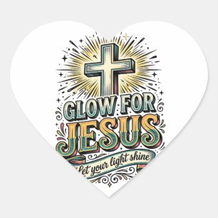 Leuchte für Jesus Vintage Christian Kreuz Shirt Herz-Aufkleber