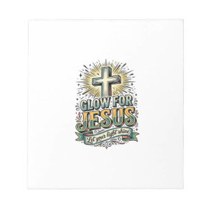 Leuchte für Jesus Vintage Christian Kreuz Shirt Notizblock