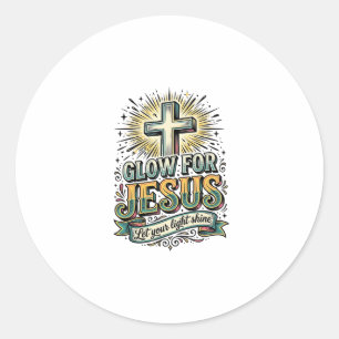 Leuchte für Jesus Vintage Christian Kreuz Shirt Runder Aufkleber