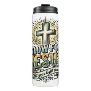 Leuchte für Jesus Vintage Christian Kreuz Shirt Thermosbecher