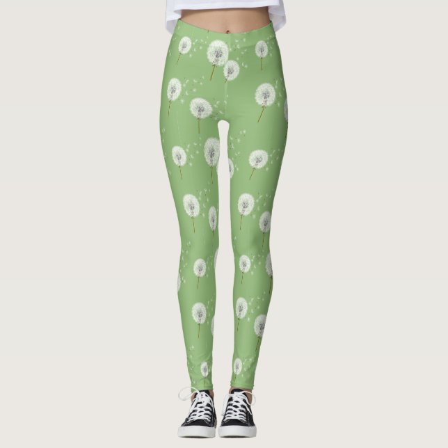 Leuchte Muster auf grünem Hintergrund Leggings (Vorderseite)