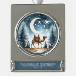 Leuchte wie die Sterne – Reise unter dem Mondlicht Banner-Ornament Silber