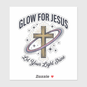 Leuchten für Jesus Christliches Kreuz Vintage Vekt Aufkleber