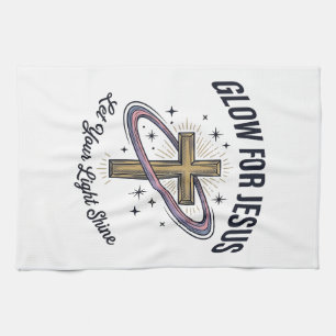 Leuchten für Jesus Christliches Kreuz Vintage Vekt Geschirrtuch