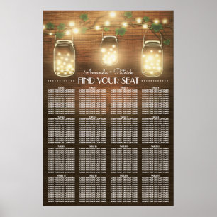 Leuchten + Rustikale Mason Jar Hochzeitssattel Poster